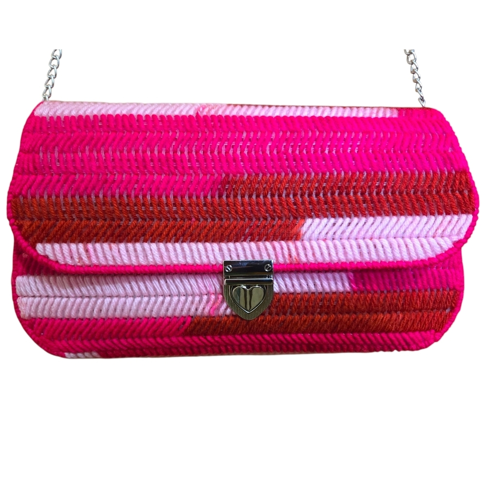 Stylish Pink and Red Woven Women's Bag